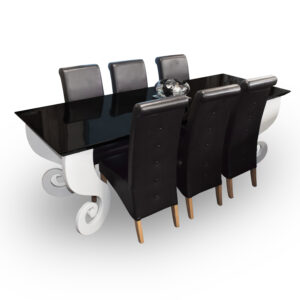 Black Dining Table with X6 Chairs