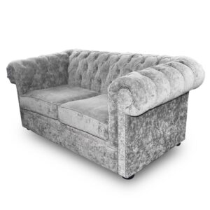 Chesterfield Grey Fabric 2 Seater Sofa