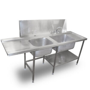 2.1m Stainless Steel Double Pass Through Dishwasher Sink